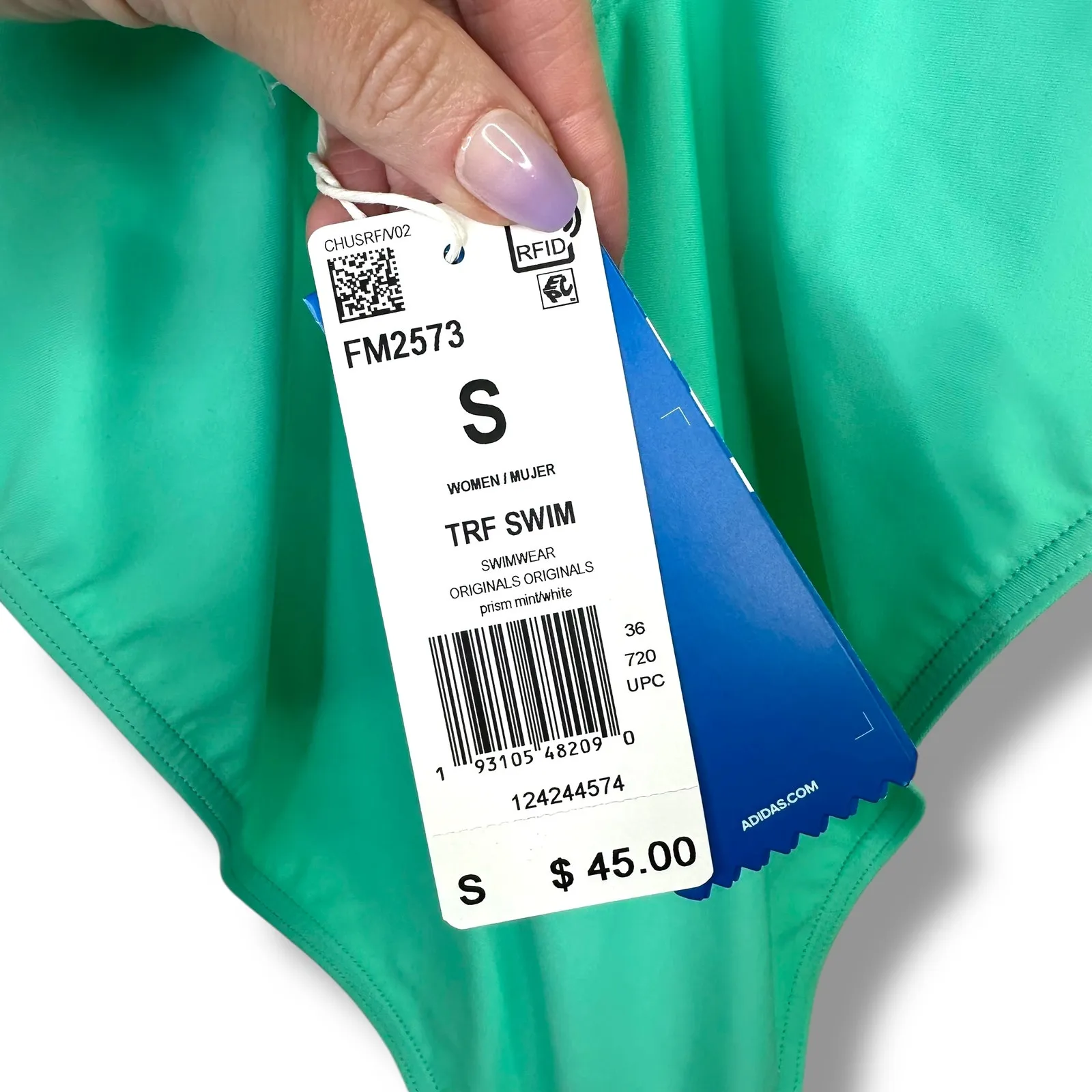 Adidas Originals NWT Prism Mint Trefoil Classic Logo One-Piece Sport Swimsuit - Image 8