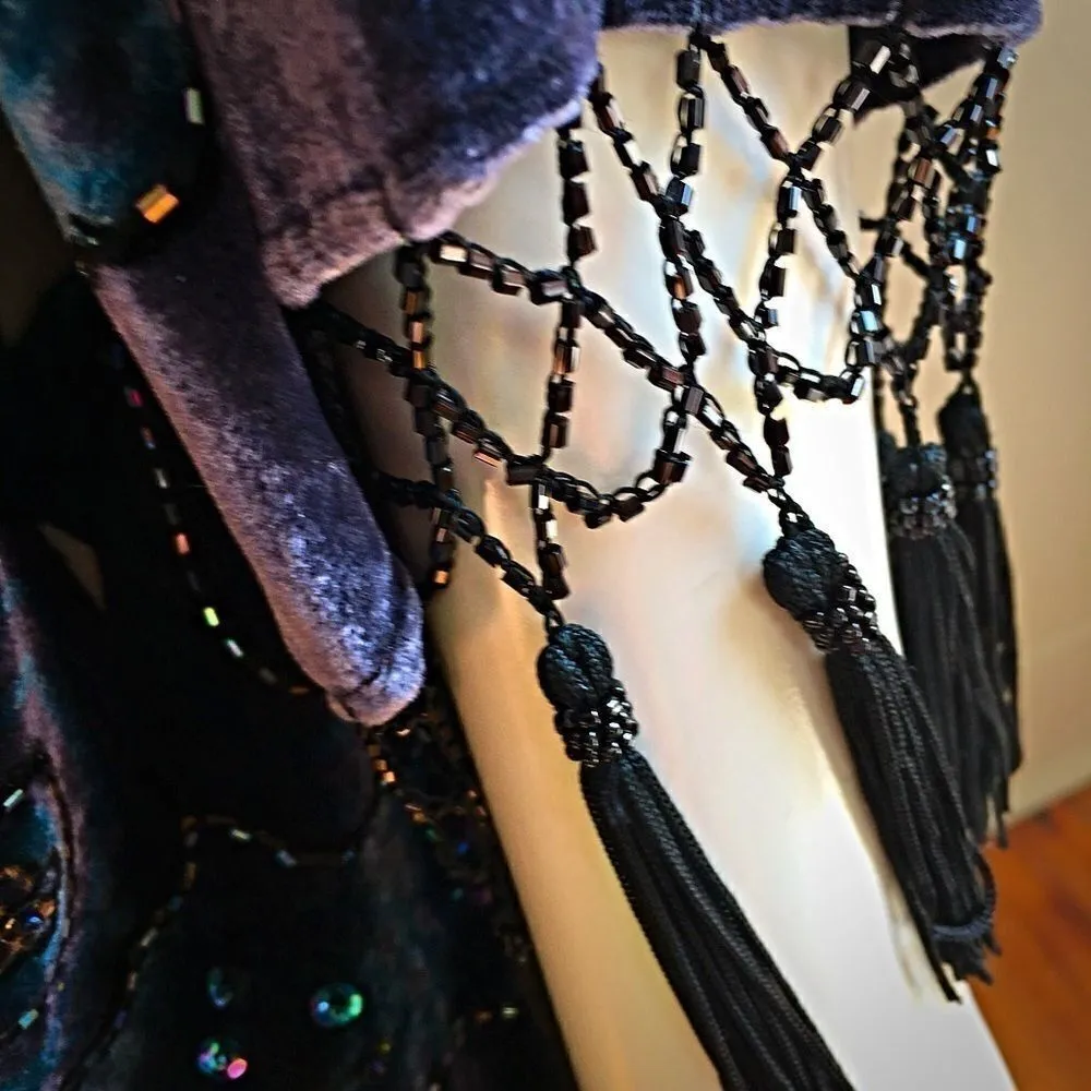 Laura Ashley SILK Velvet sheer rainbow sequin cardigan - Image 4