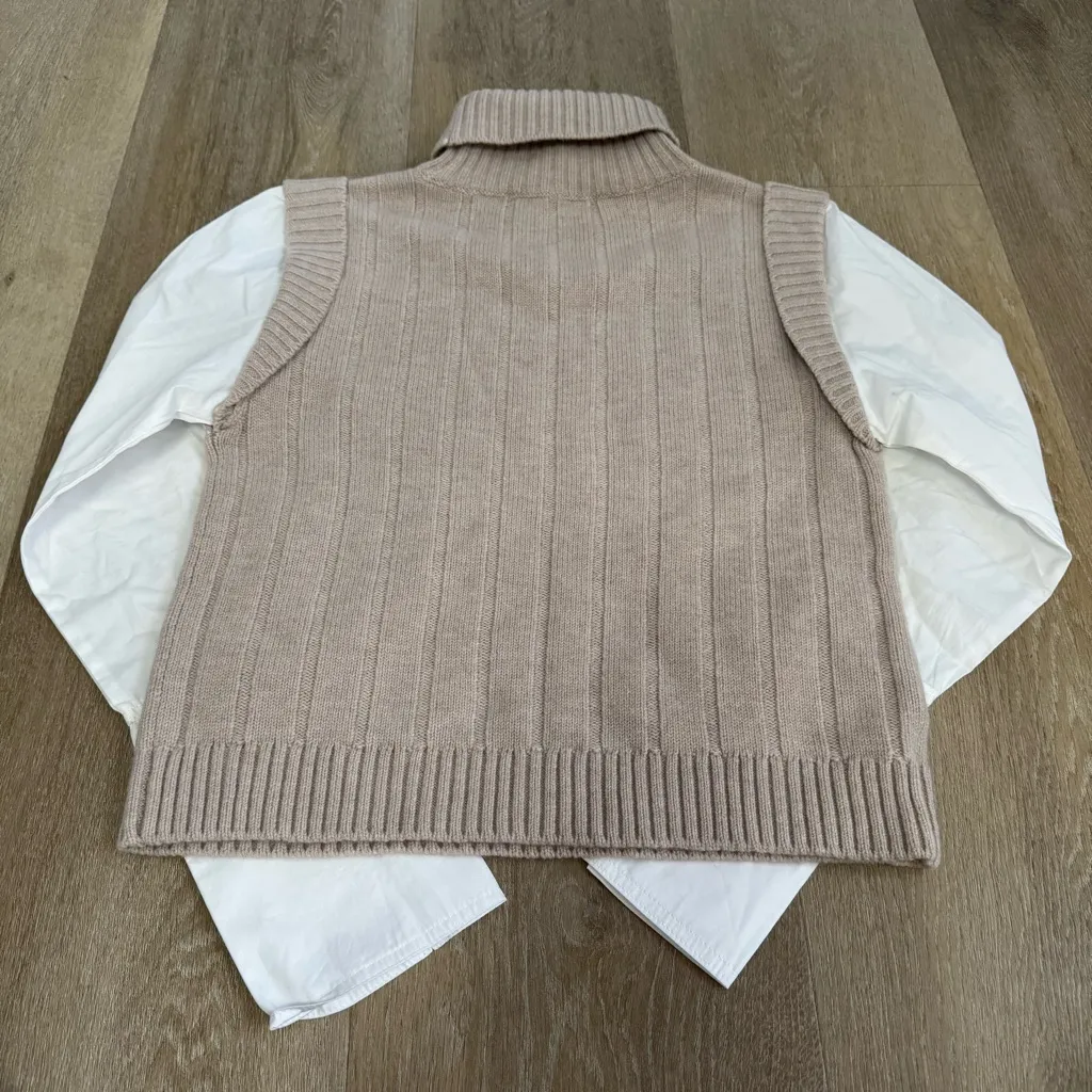 DEREK LAM 10 CROSBY Paola poplin and ribbed wool turtleneck sweater - Image 8