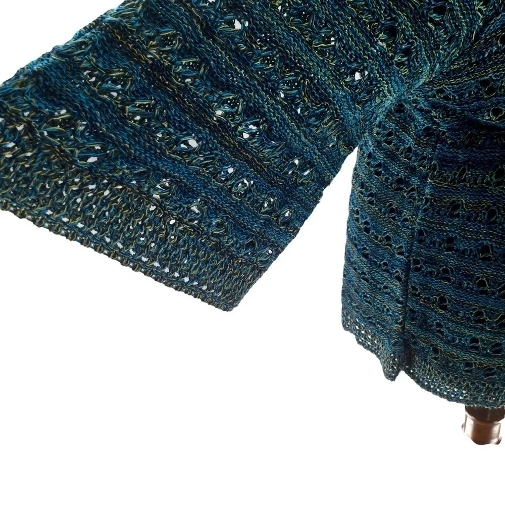 Lane Bryant Variegated Blue and Green Open Knit Cardigan - Image 14