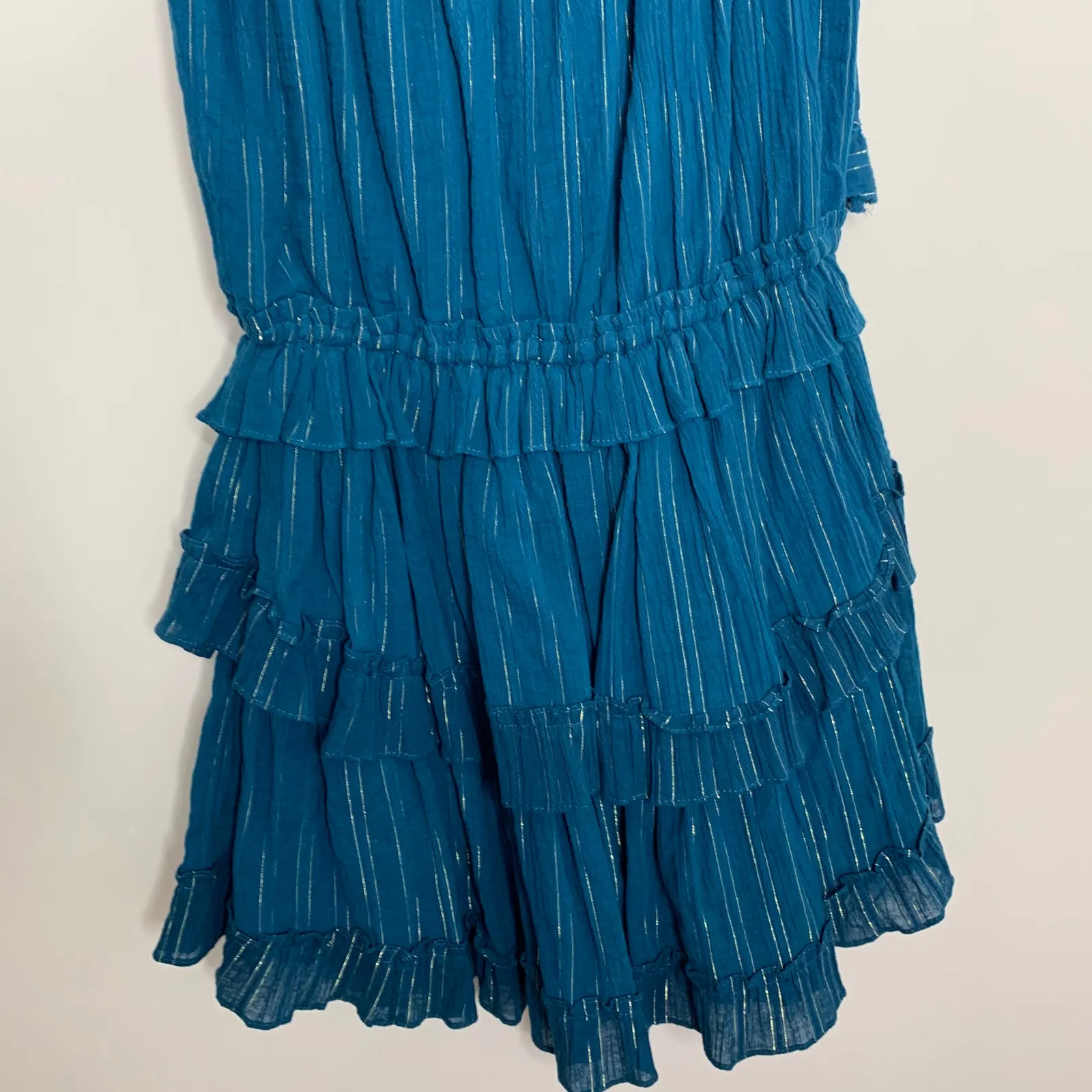 MISA Mini Rosella Ruffle Dress Turquoise Womens Small - Image 11