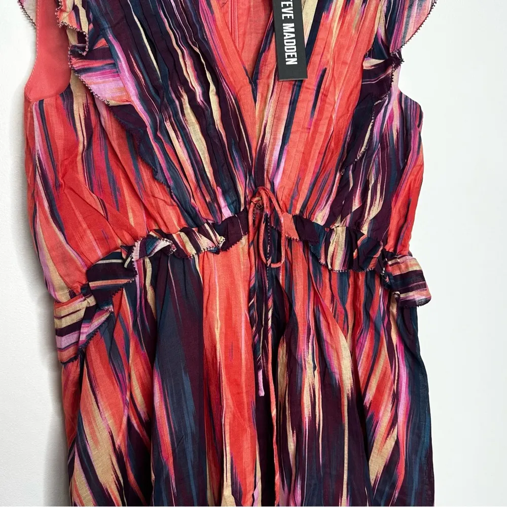 NWT Steve Madden Althea Abstract Print V Neck Sleeveless Ruffle mini Dress Small - Image 8