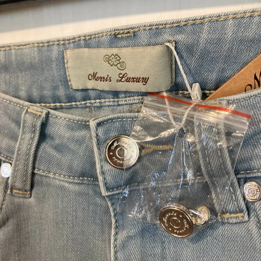 Morris Luxury women's size 40 IT finger pocket pouch easy fit skinny jeans 24x30 Blue - Image 4