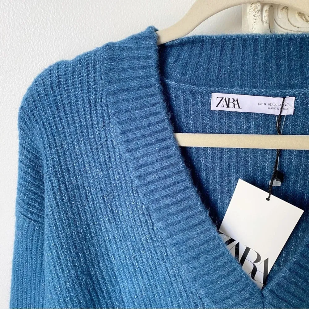 ZARA  Plush Oversized V Neck Sweater - Image 3