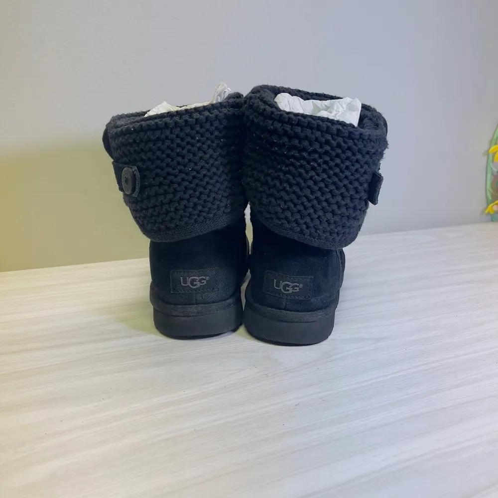 UGG #1013859Y Shania Black Knit Suede Womens Suede Sweater Boots 5 - Image 3