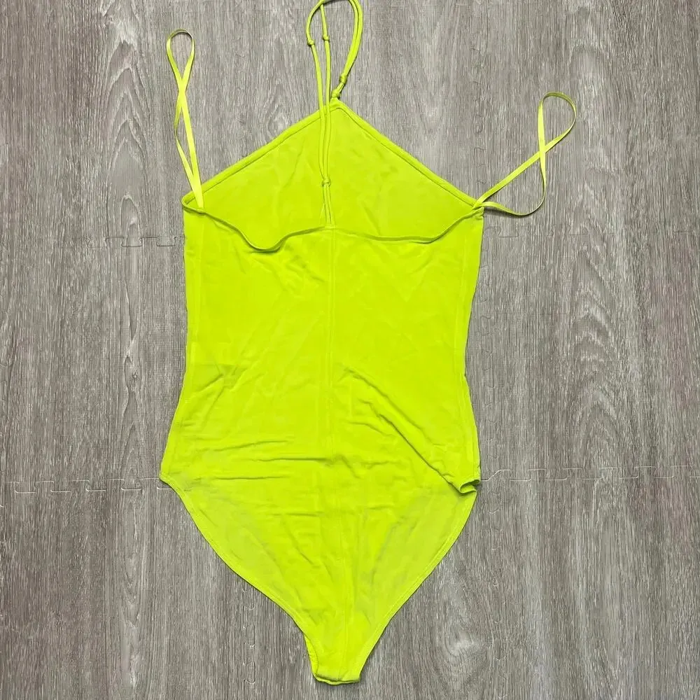 NWOT FRAME Women's‎ Neon Yellow Spaghetti Strap Tank Bodysuit Size Medium - Image 8