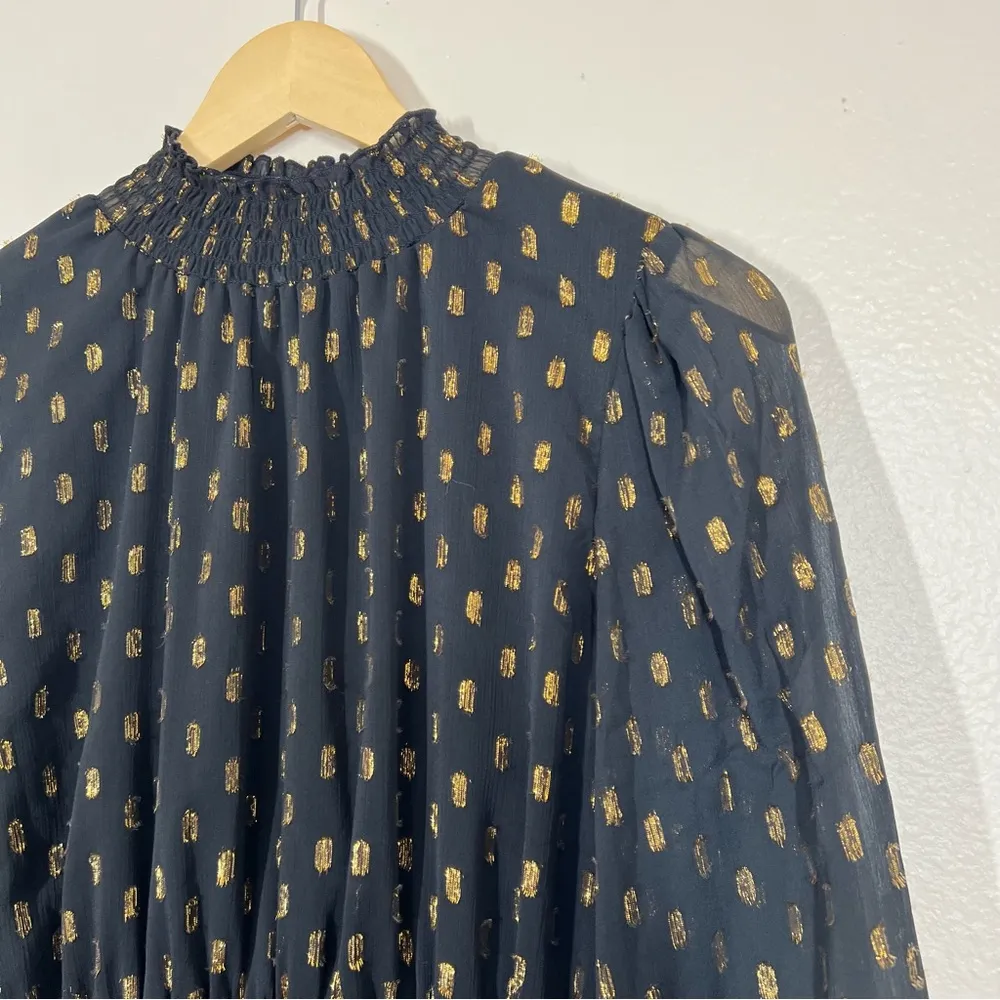 OPT One Pretty Time Black Lluvia Smocked Long Sleeve Mini Dress Size M - Image 3