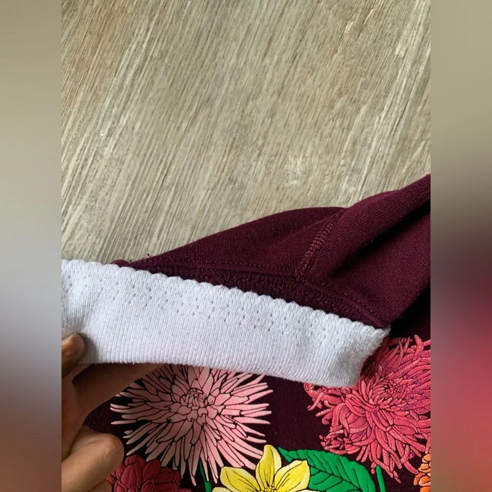 VTG Morning Sun Floral Flower Sweatshirt Hippie Multi Color Magenta Collar S Purple - Image 6