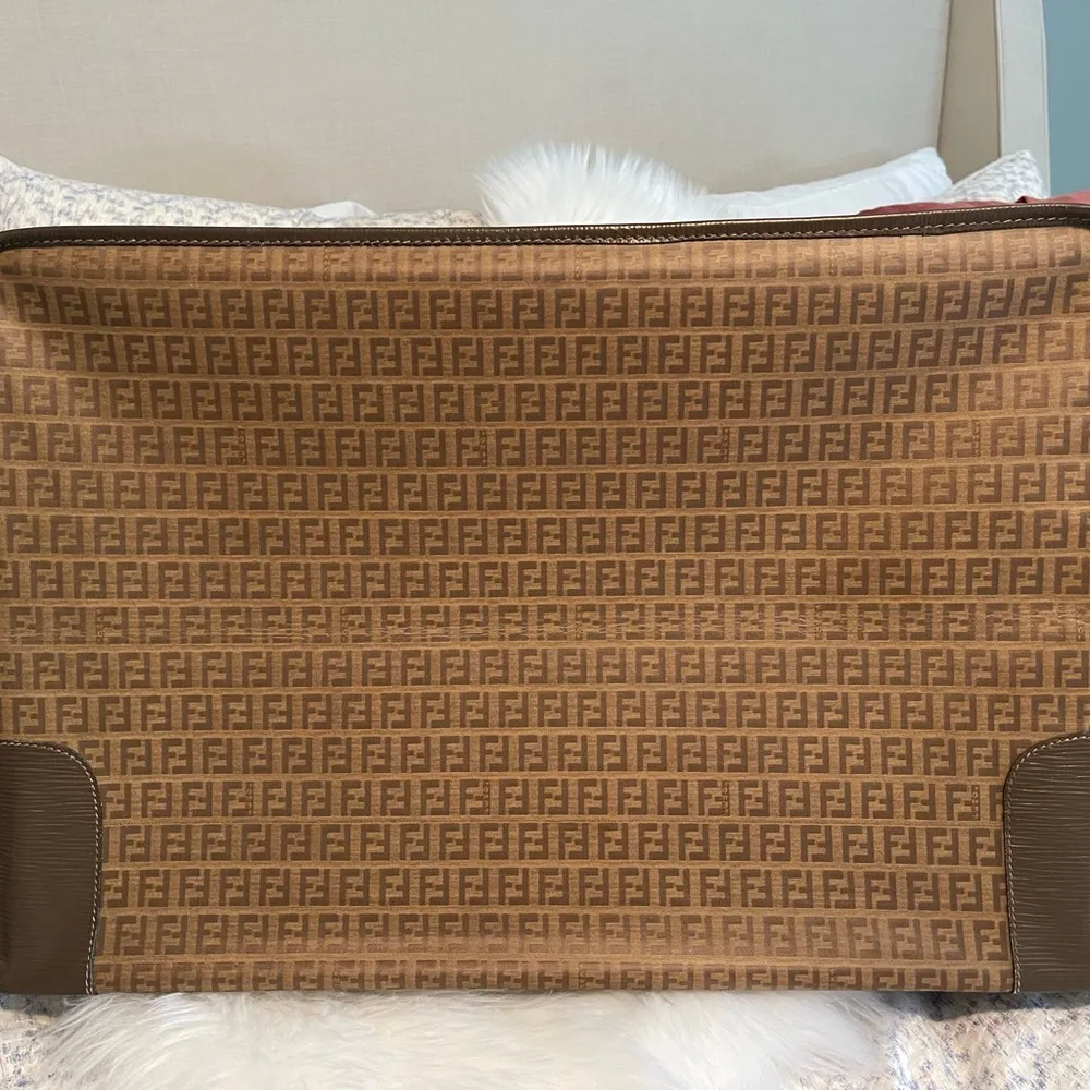 Vintage *RARE* Fendi Brown Monogram FF Zucca Crystal Coated Canvas Trunk Display - Image 4