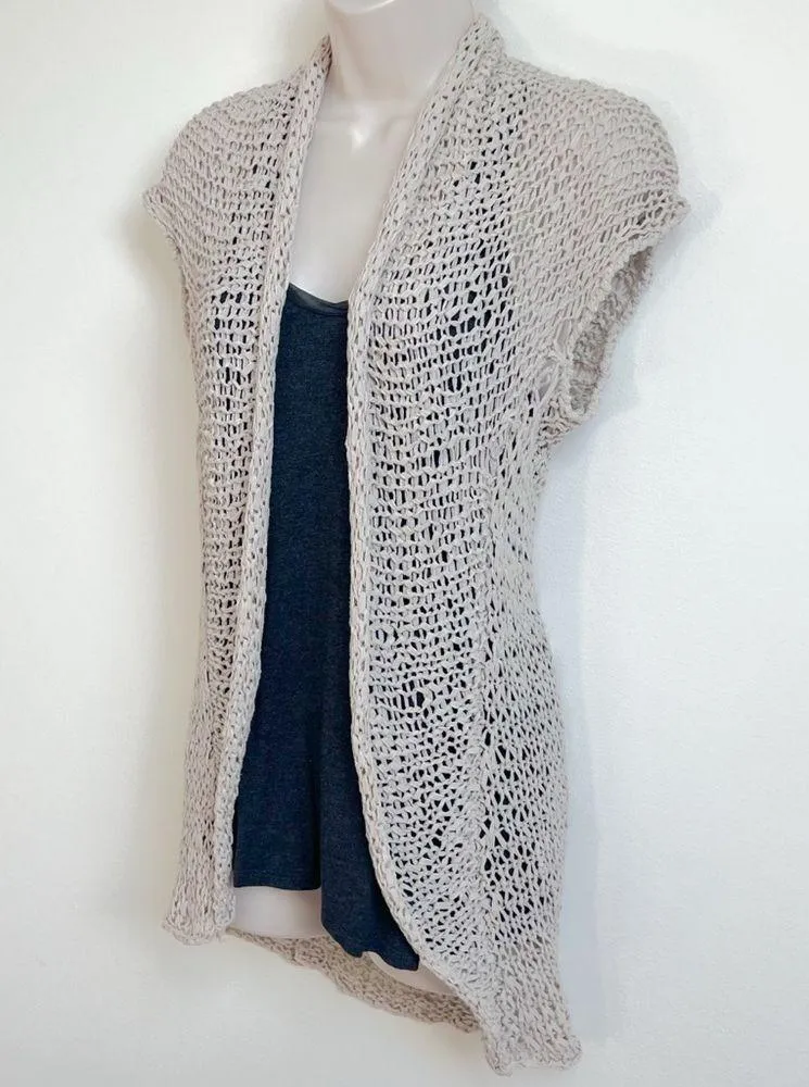 Future Paradise crochet knit open cap sleeve long cardigan coverup top b… Size M - Image 2