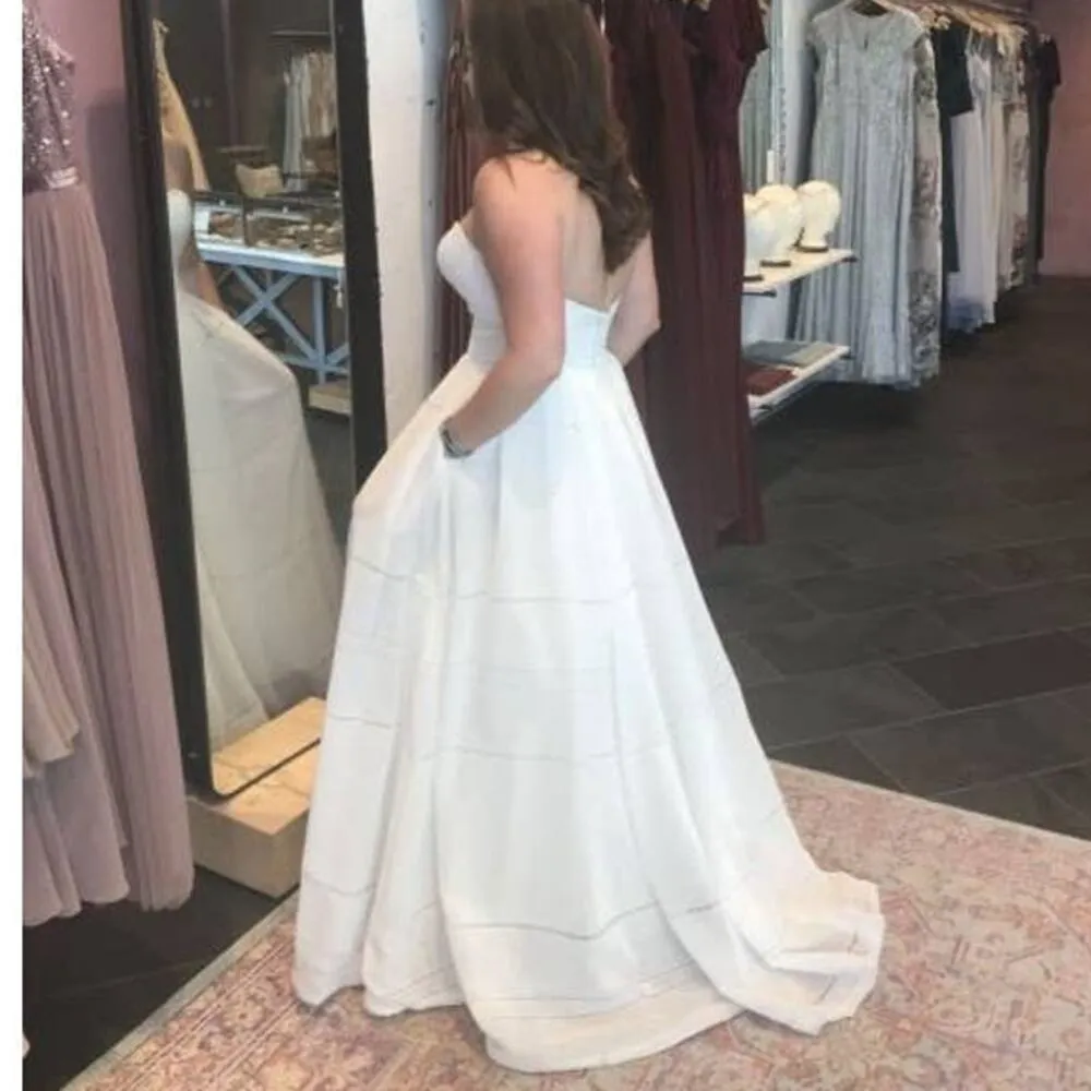 NEW BHLDN Whispers & Echoes Bellevue Ivory White Linen Wedding Bridal Gown Sz 12 - Image 8