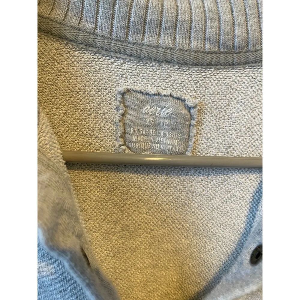 Aerie  Gray Half Snap Pullover Sweatshirt - Image 2