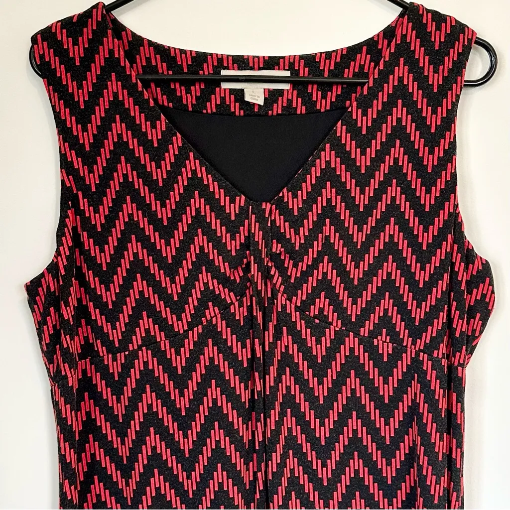 Laura Ashley Black and Red Chevron Maxi Dress - Size: Large - Image 3