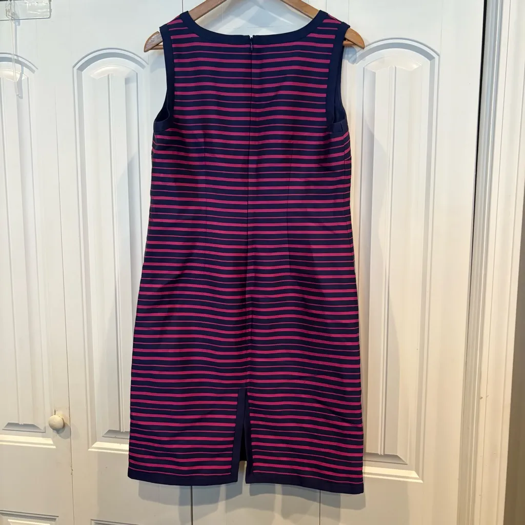 Talbots Silk Dupioni Purple And Blue Stripe‎ Dress Size 8 - Image 3