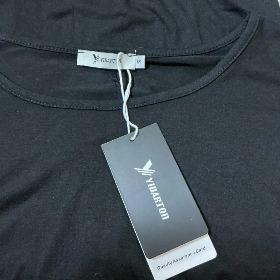 YIDARTON Black Short Sleeve Belted Maxi Dress Women's Size S Casual Wrap Style - Image 5