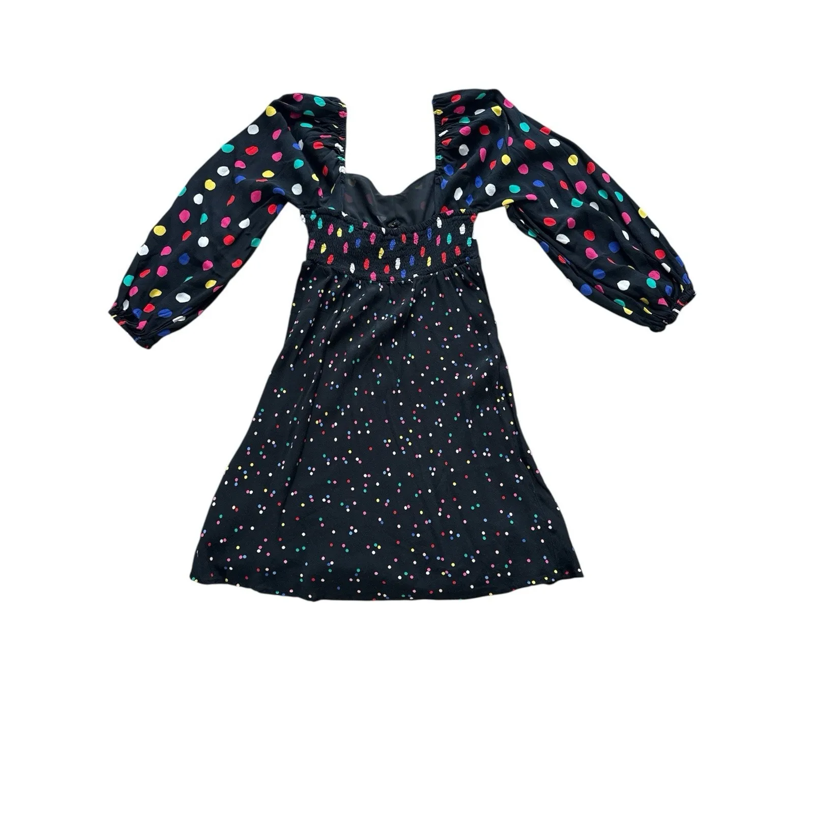 RIXO Target Dress Women's 0 Black Multicolor Polka Dot Puff Balloon Sleeve Smock - Image 6