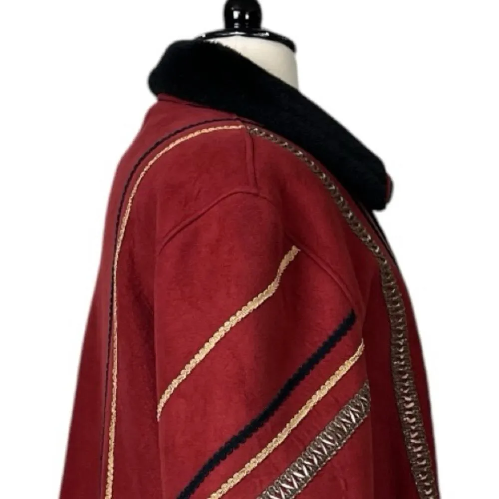 Tally Ho Winter Coat Faux Suede Fur Lined Heavy Black Orange Women’s Size XL - Image 7