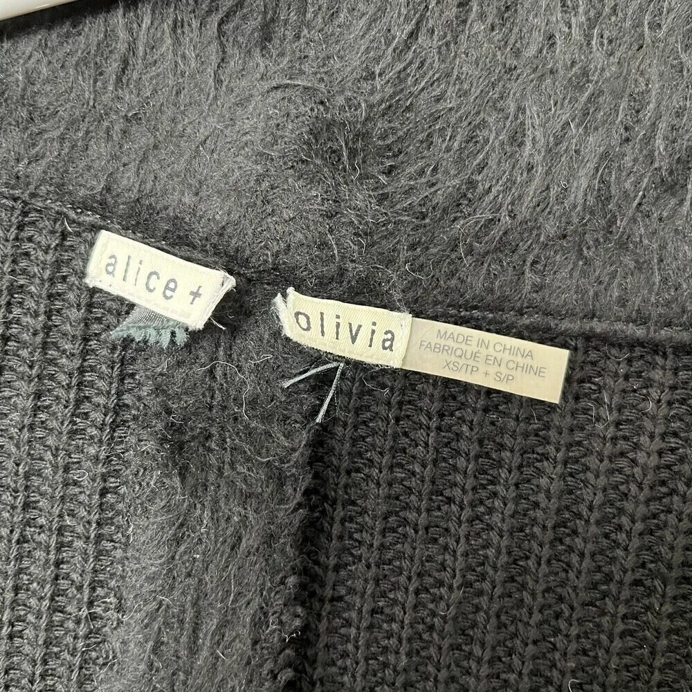 Alice + Olivia Dual Texture Open Cardigan Sweater Vest Black Women’s Size XS - Image 9