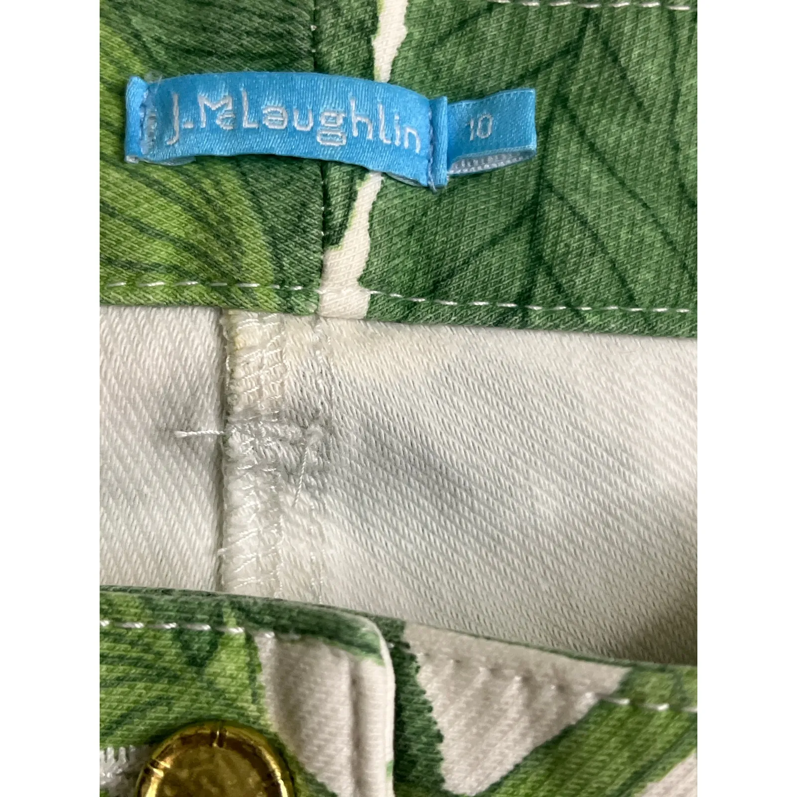 J. McLaughlin Lexi Green Queen Palm floral print skinny jeans, size 10 - Image 9