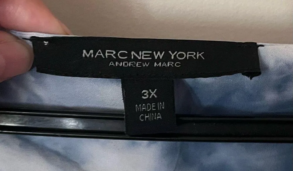 NEW Marc New York Andrew Marc Blouse Tunic Dark Chambray Tie Dye 3X - Image 3