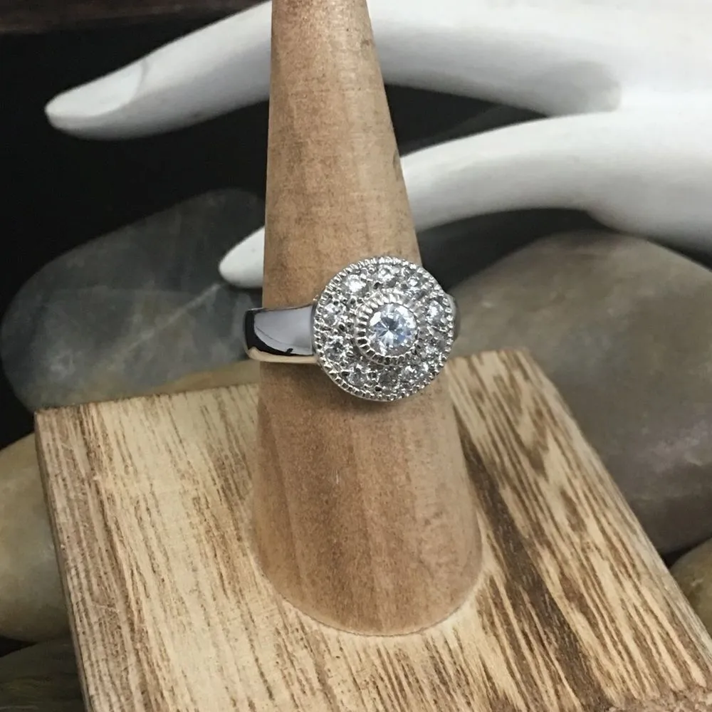 Pave Set Cubic Zirconia Sterling Silver Ring Size 7 Silver - Image 8
