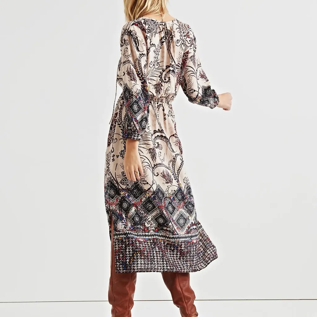 XSmall /small bohemian style LISA BORDER PRINT DRESS | Lucky Brand - Image 2