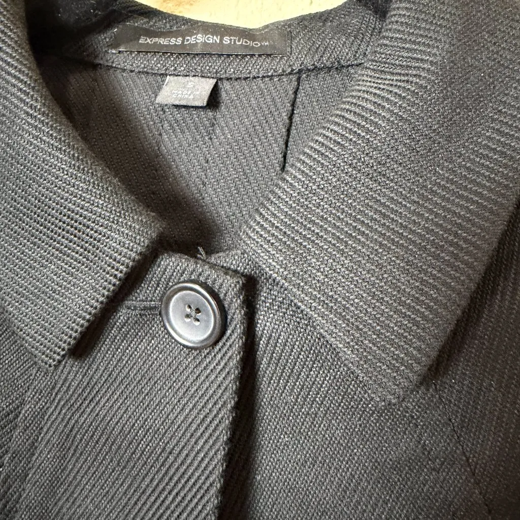 Express Design Studio Cropped Swing Blazer Jacket Size Small Black - Image 4