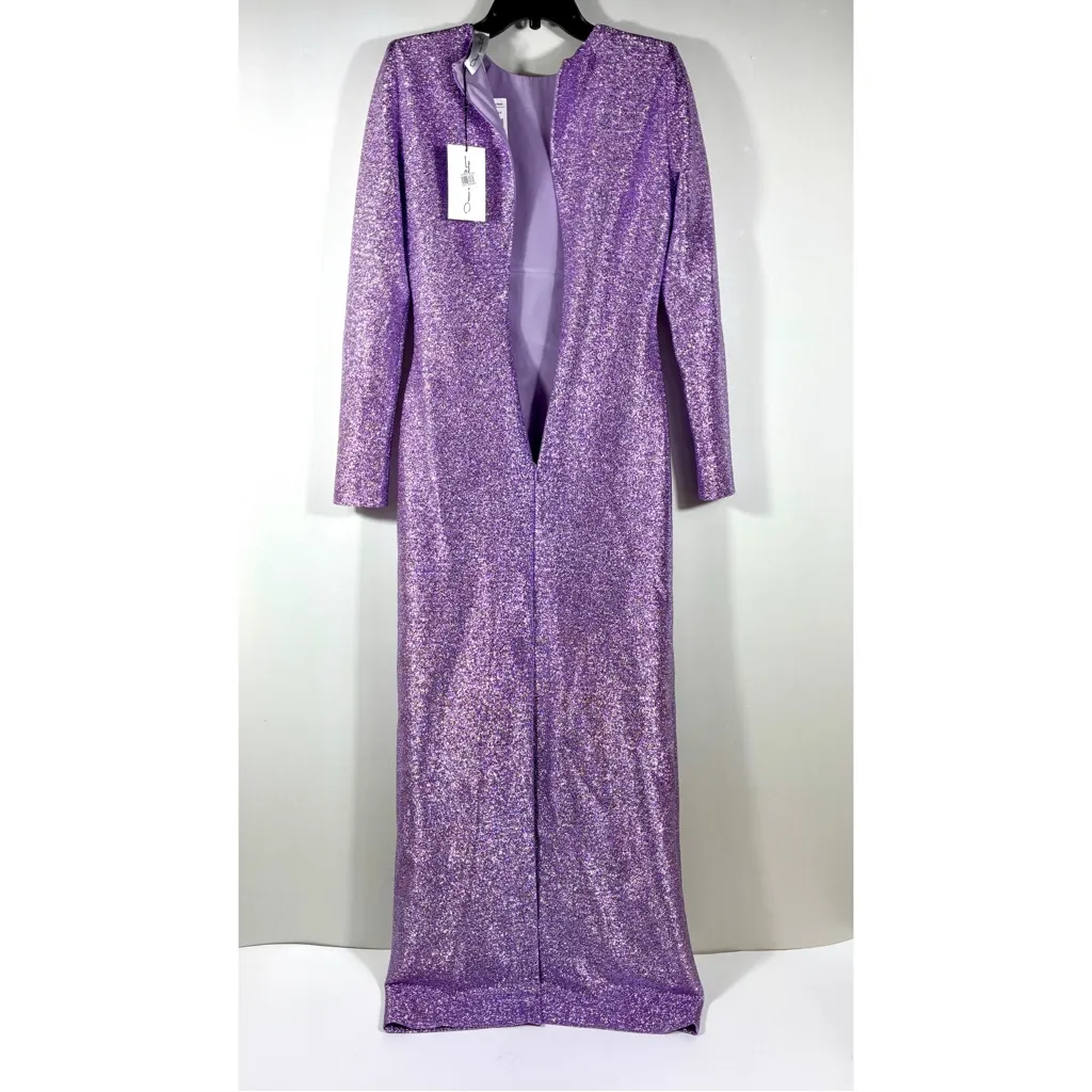 Oscar de la Renta Lame Column Gown Maxi Dress Metallic Lavender 6 NWT - Image 7
