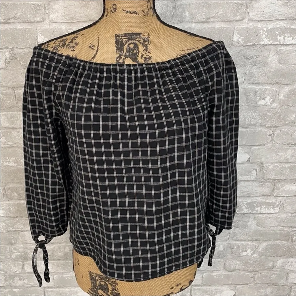 Madewell plaid off the shoulder top - Image 6