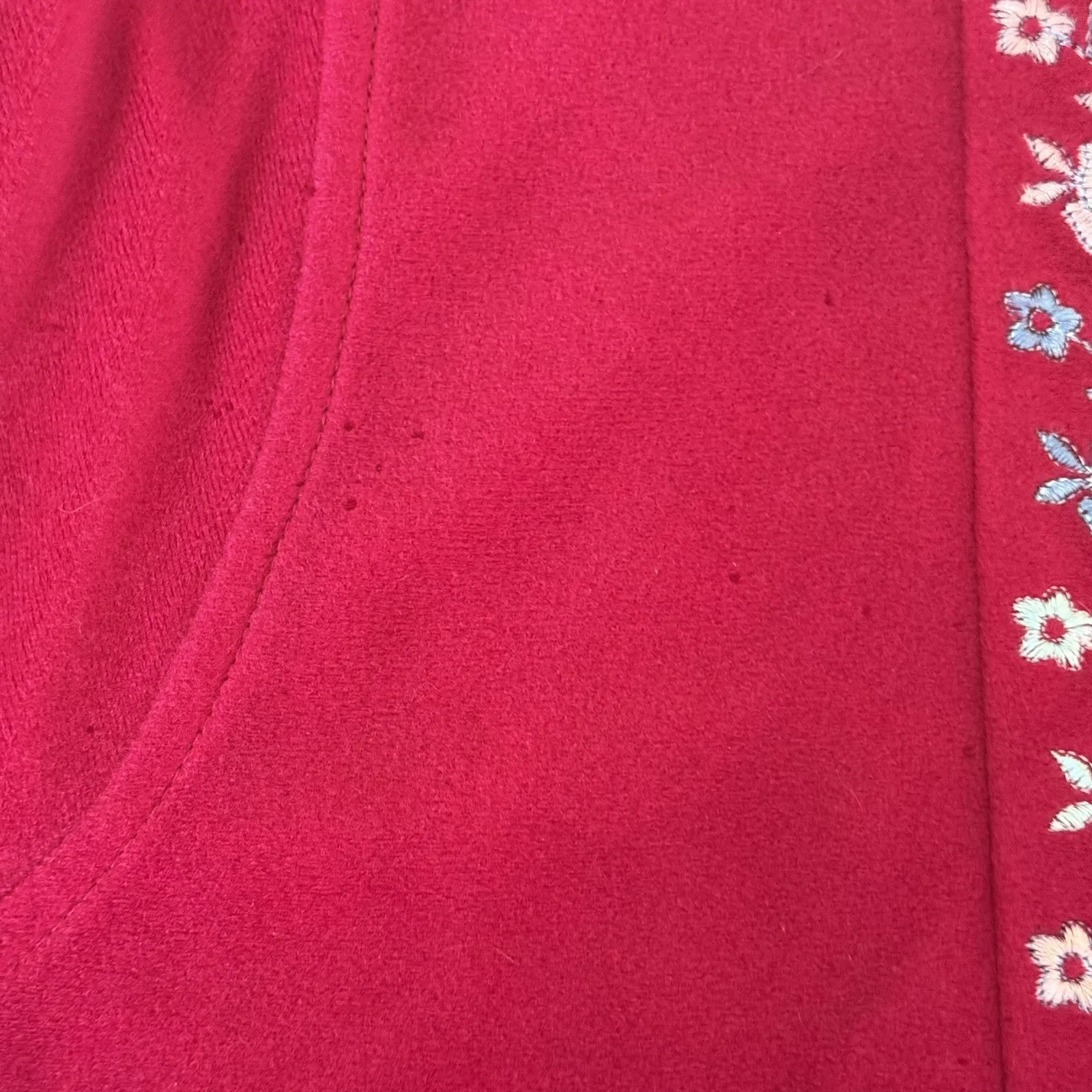 Vintage Evelyn Pearson Red House Coat Floral Embroidered Robe Size Large 80s 70s - Image 11