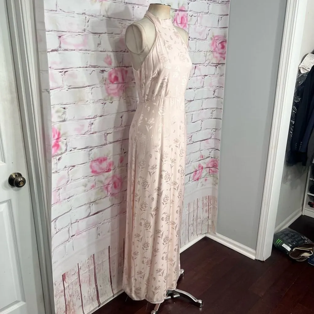 Lulu’s nwt Red Carpet Ready Light Rose Floral Satin Jacquard Maxi Dress - Image 7