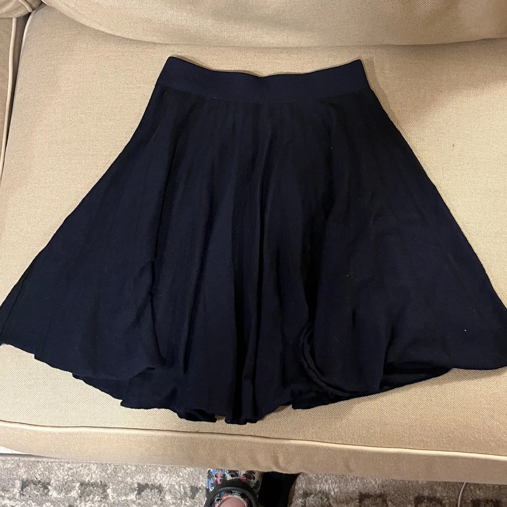 Kerisma Cashmere Skater Skirt, High-Waisted, Navy Blue Striped - Image 3