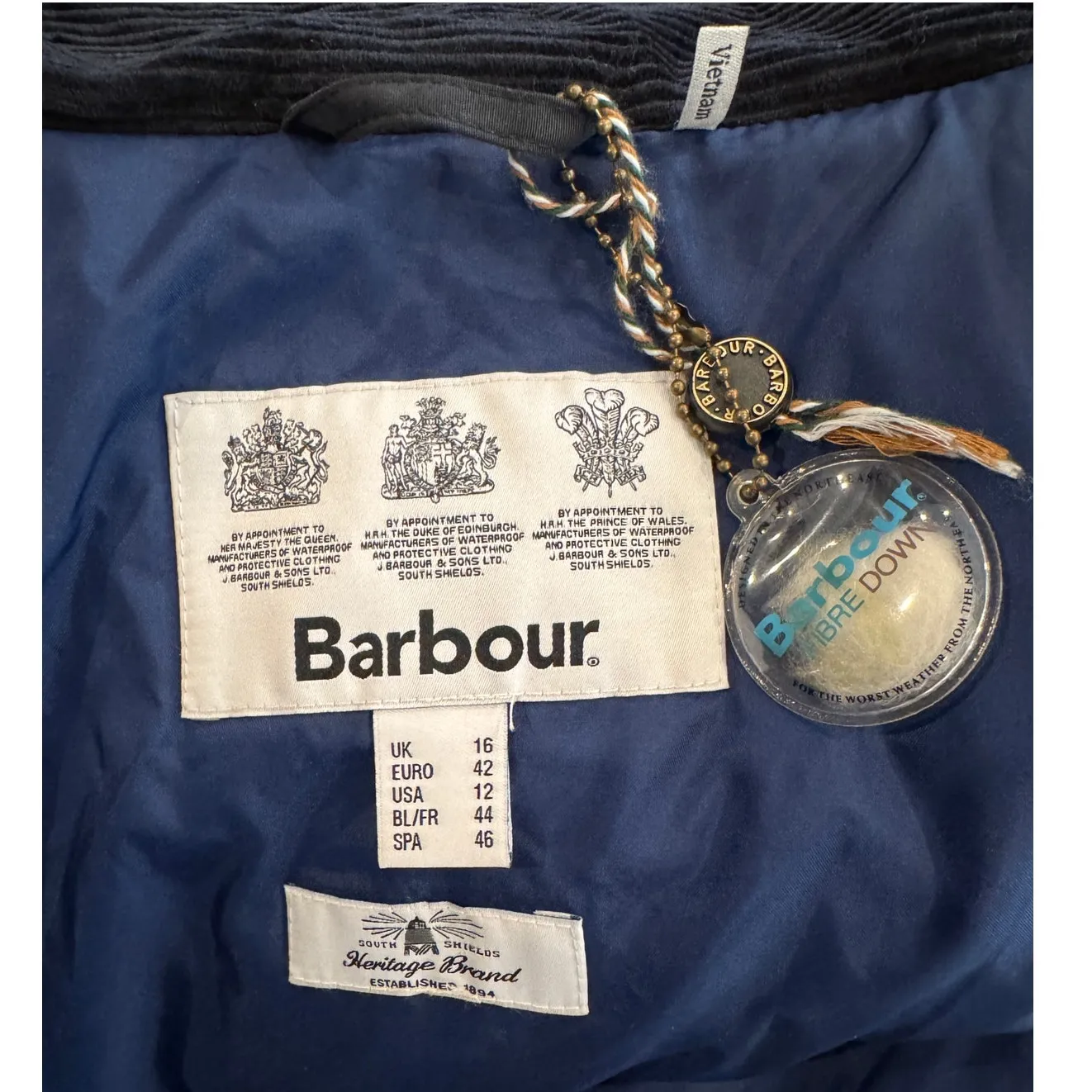 Barbour Leck Water Resistant Baffle Navy Quilted Coat Size US/12 - Image 12