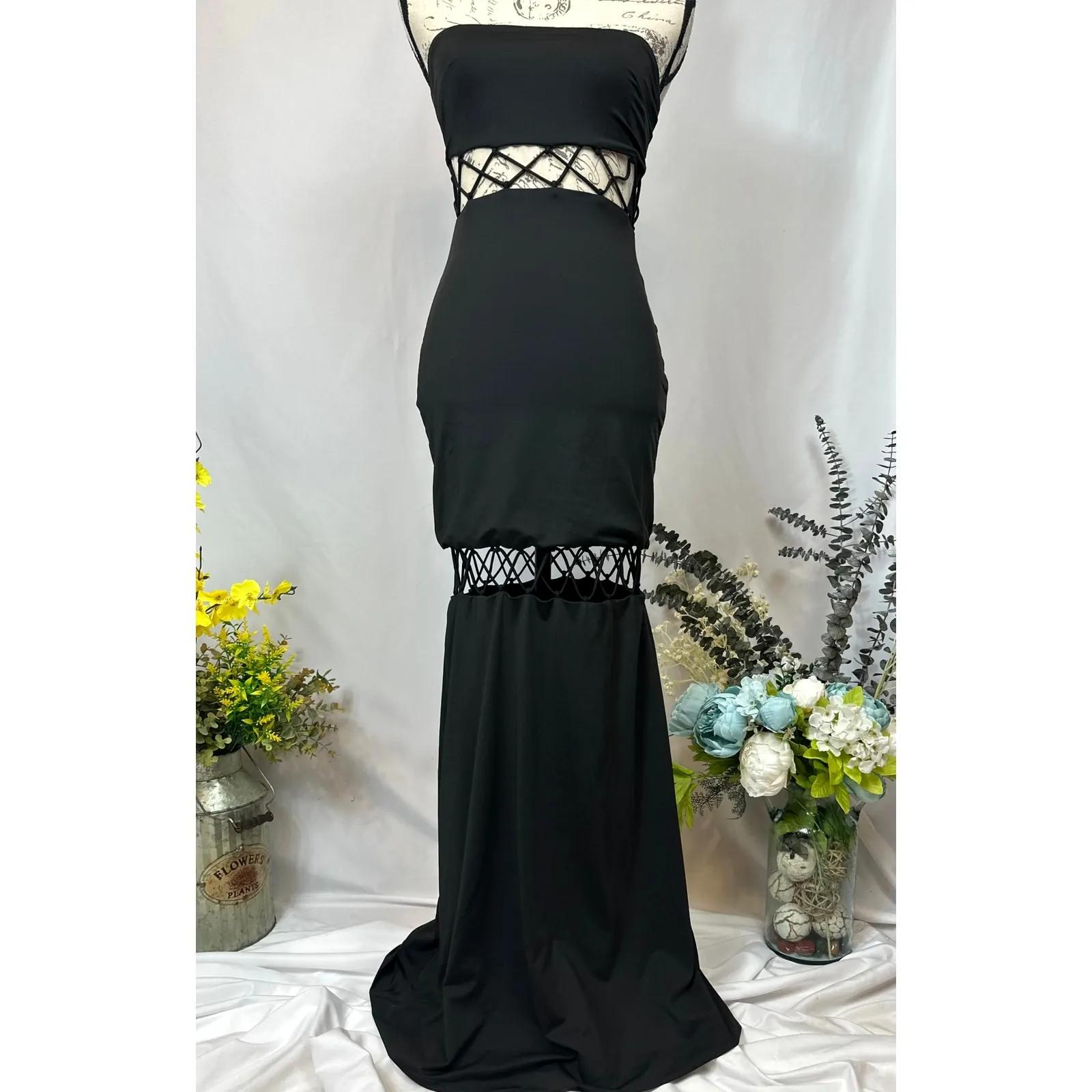 Runaway The Label Mae Partially See Through Maxi Dress Black S - Image 7