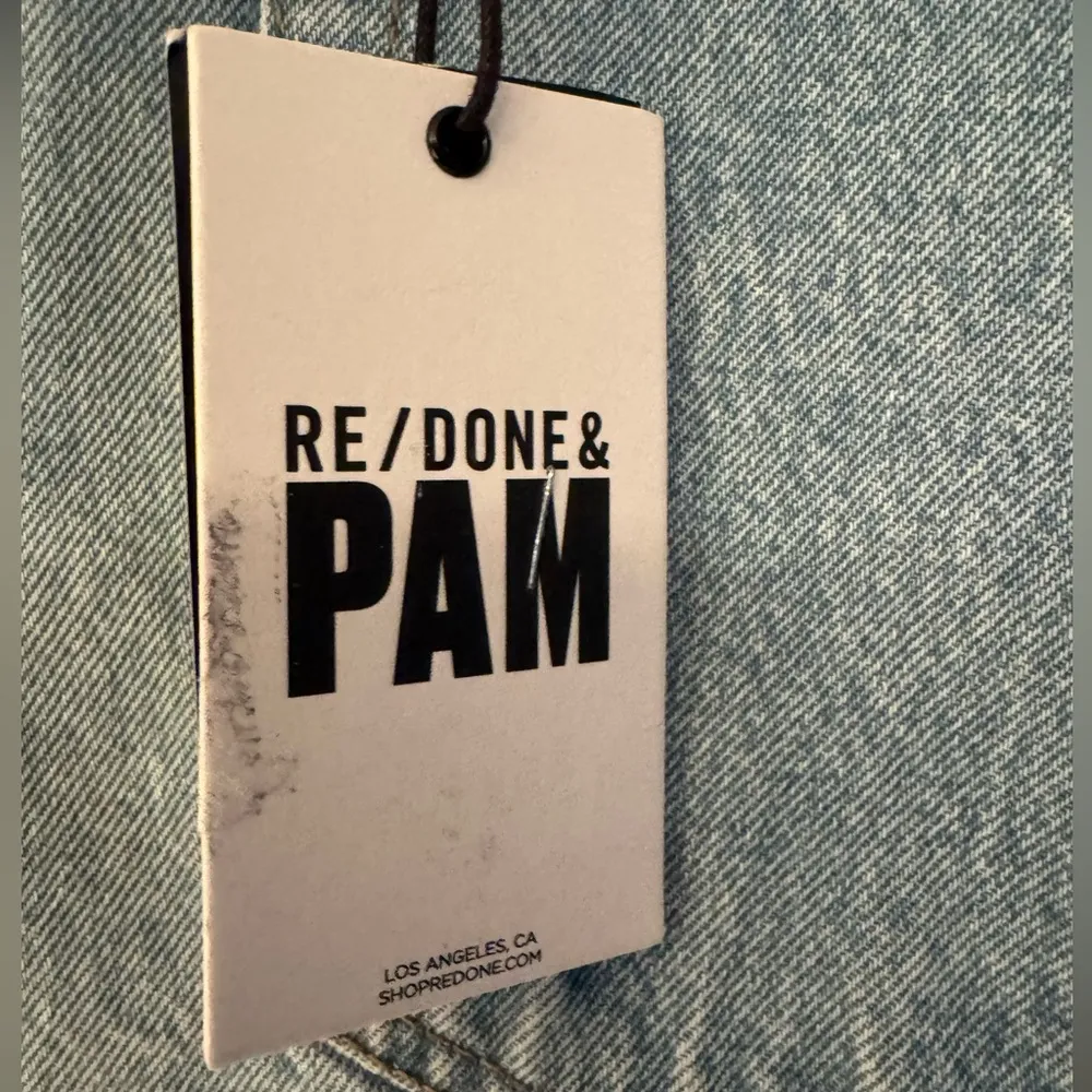 REDONE x Pam Anderson Mid Rise Wrap Denim Mini Skirt Maliblue Blue Size 26 - Image 11