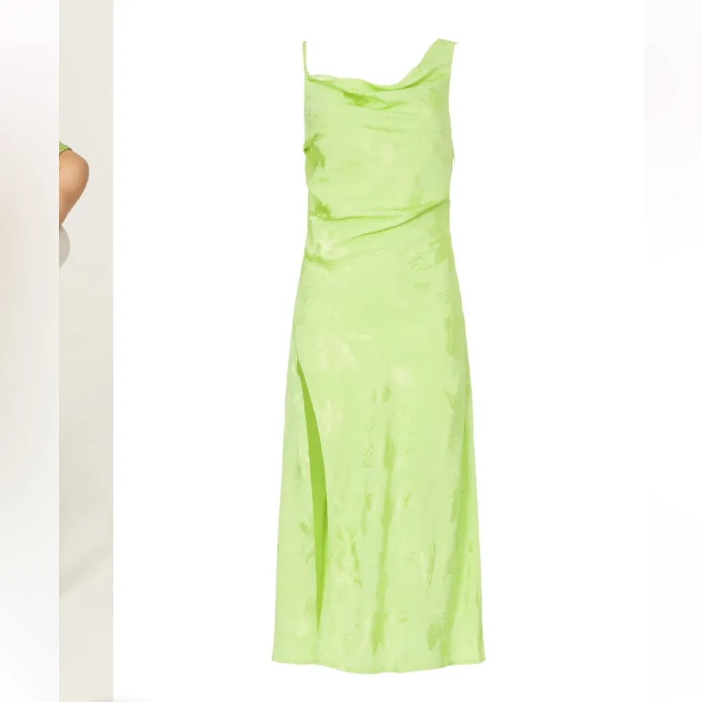 For Love & Lemons Ilana Midi Satin Slip Dress $239 NWT Size XS in Green Revolve - Image 2