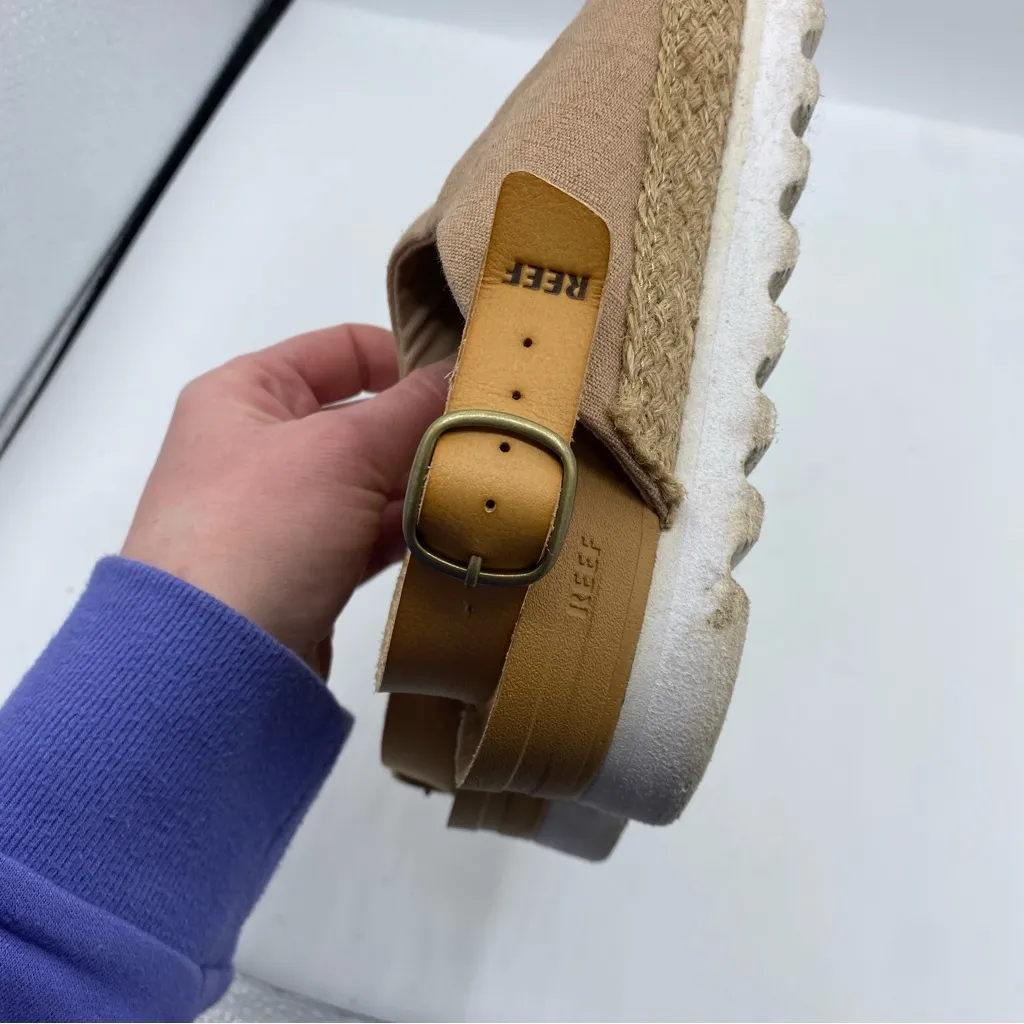 REEF Women's Cushion Sage Slingback Espadrille Platform Flat Beige Sandal Shoe 7 - Image 4