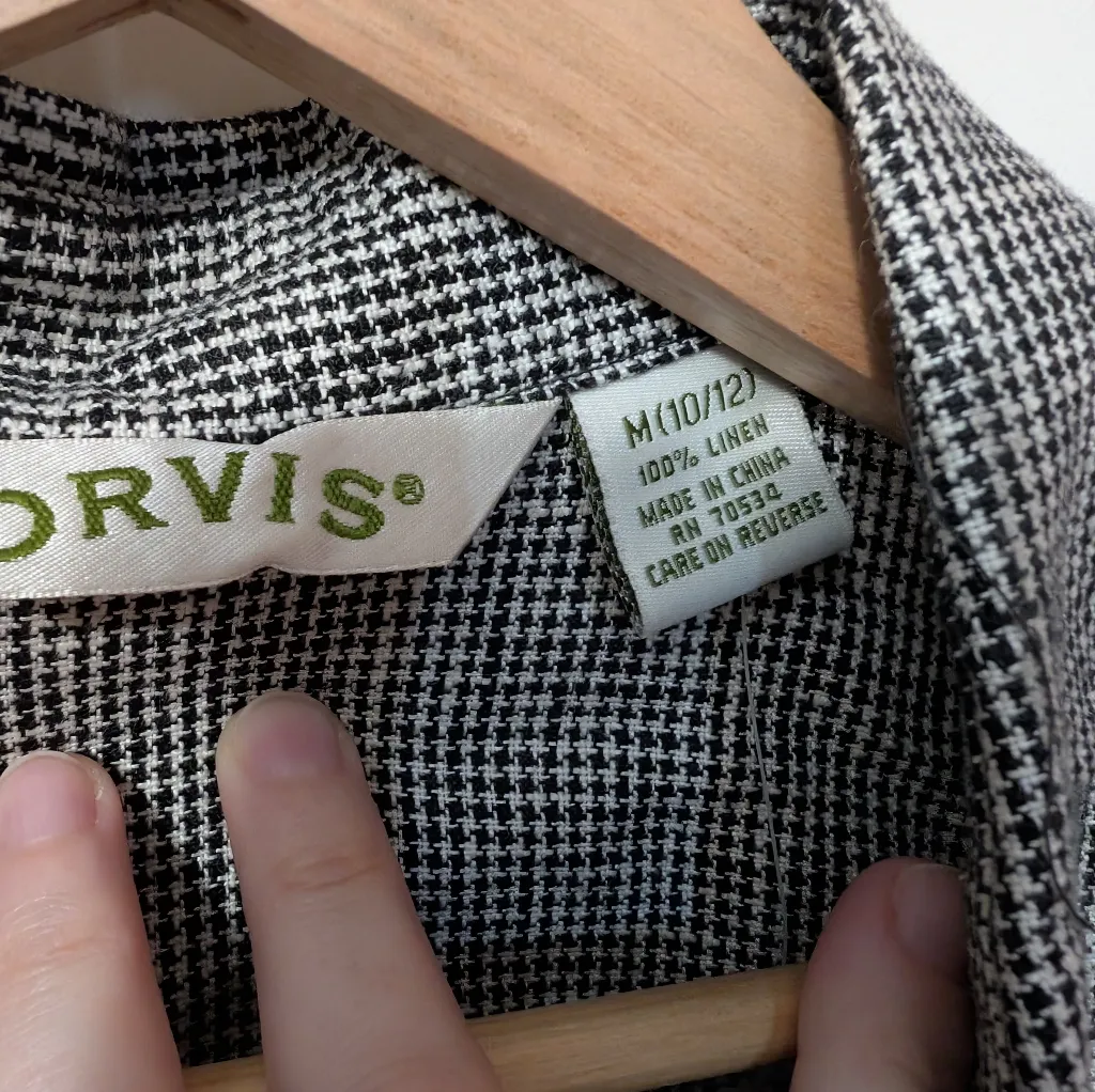 Vintage Orvis Linen 2 Piece Sleepwear Set Women's Medium Black/White - Image 7