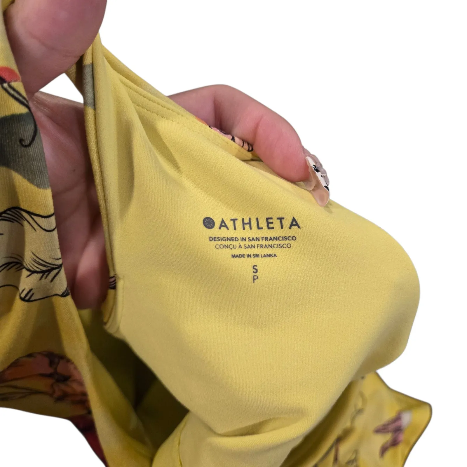 Athleta Yellow Iris Floral Concious Racerback Yoga Tank Top Size: S - Image 3