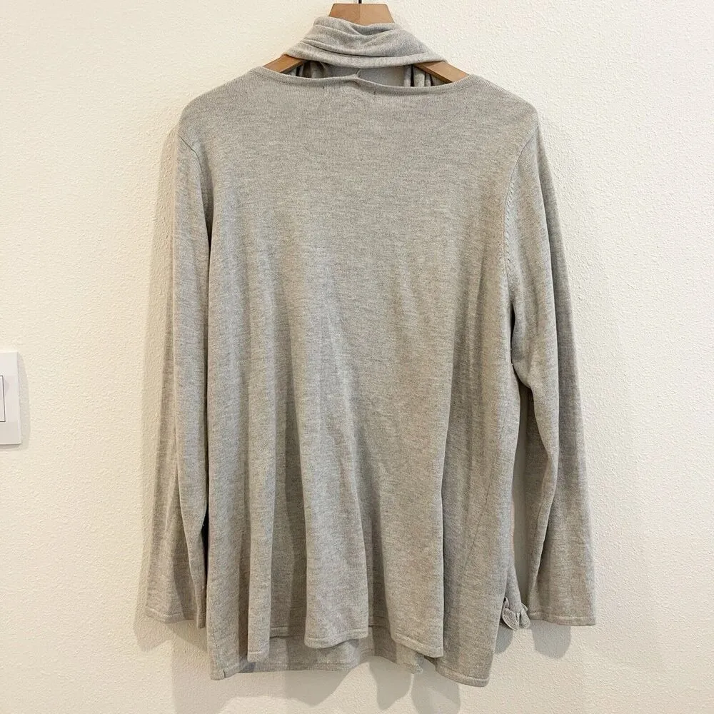 Marisa Christina Sweater Women XXL Grey Scarf Angora Rabbit Hair‎ Blend Ruffle - Image 7