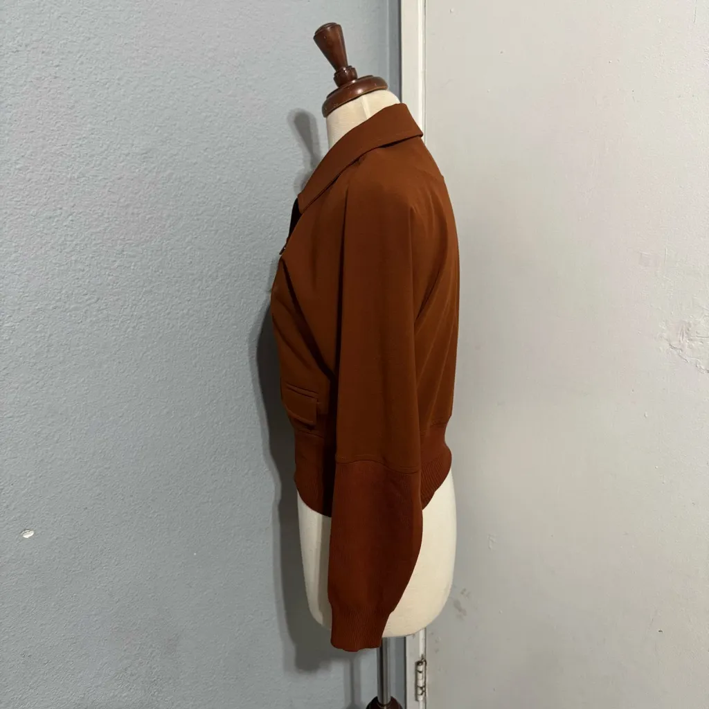 Opening Ceremony Women Luxury Rust Bomber Zippered Collared Jacket Size XS - Image 5