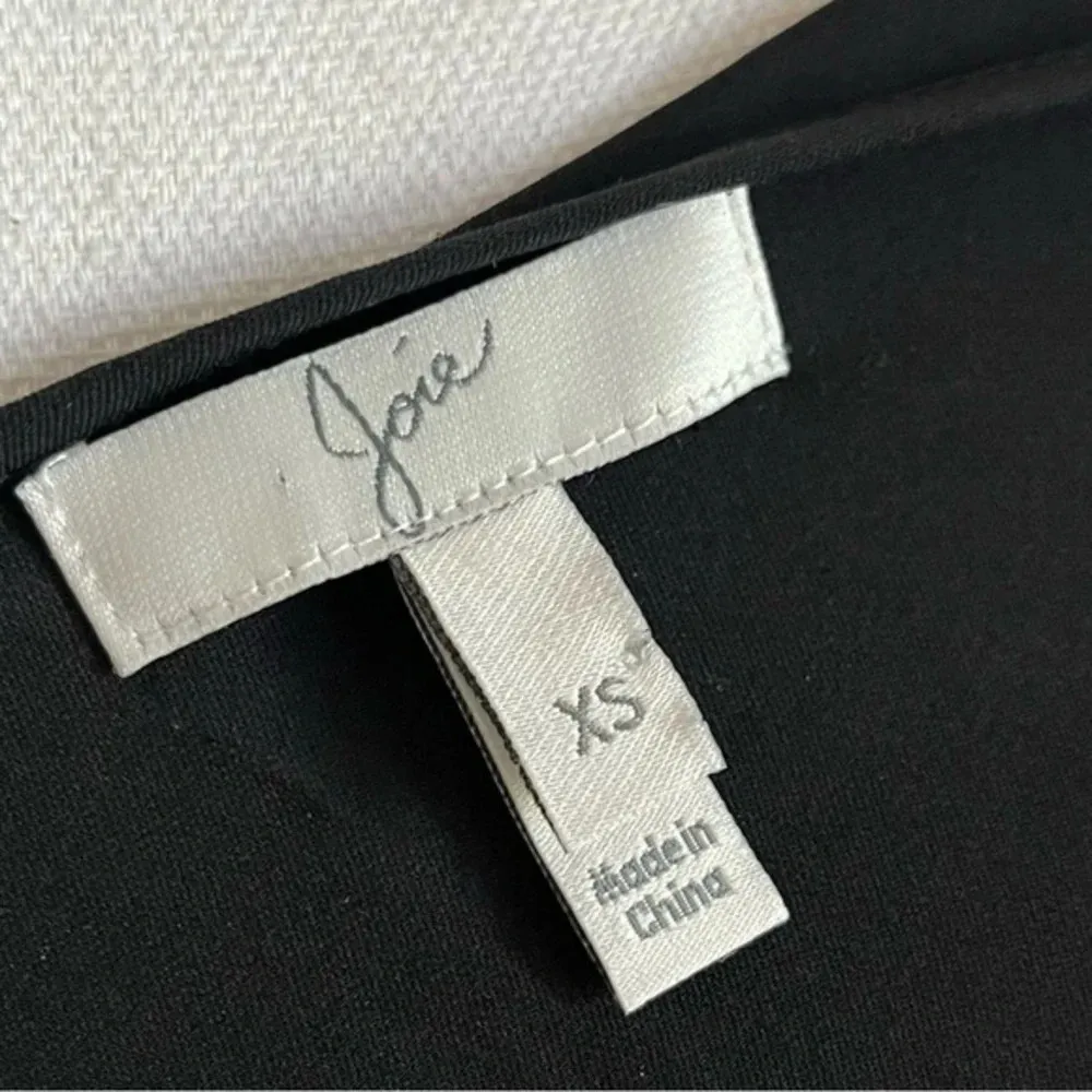 Joie • Black Long Sleeve Split V Tie Neck 100% Silk Odelette Blouse - Image 7