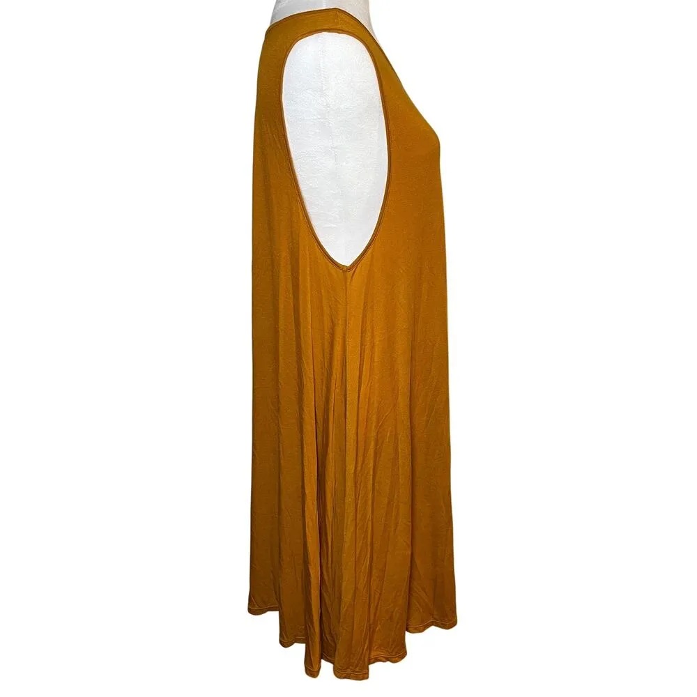 Free People FP Beach Sleeveless Tank Midi Dress Orange Size Large Lagenlook Boho - Image 3