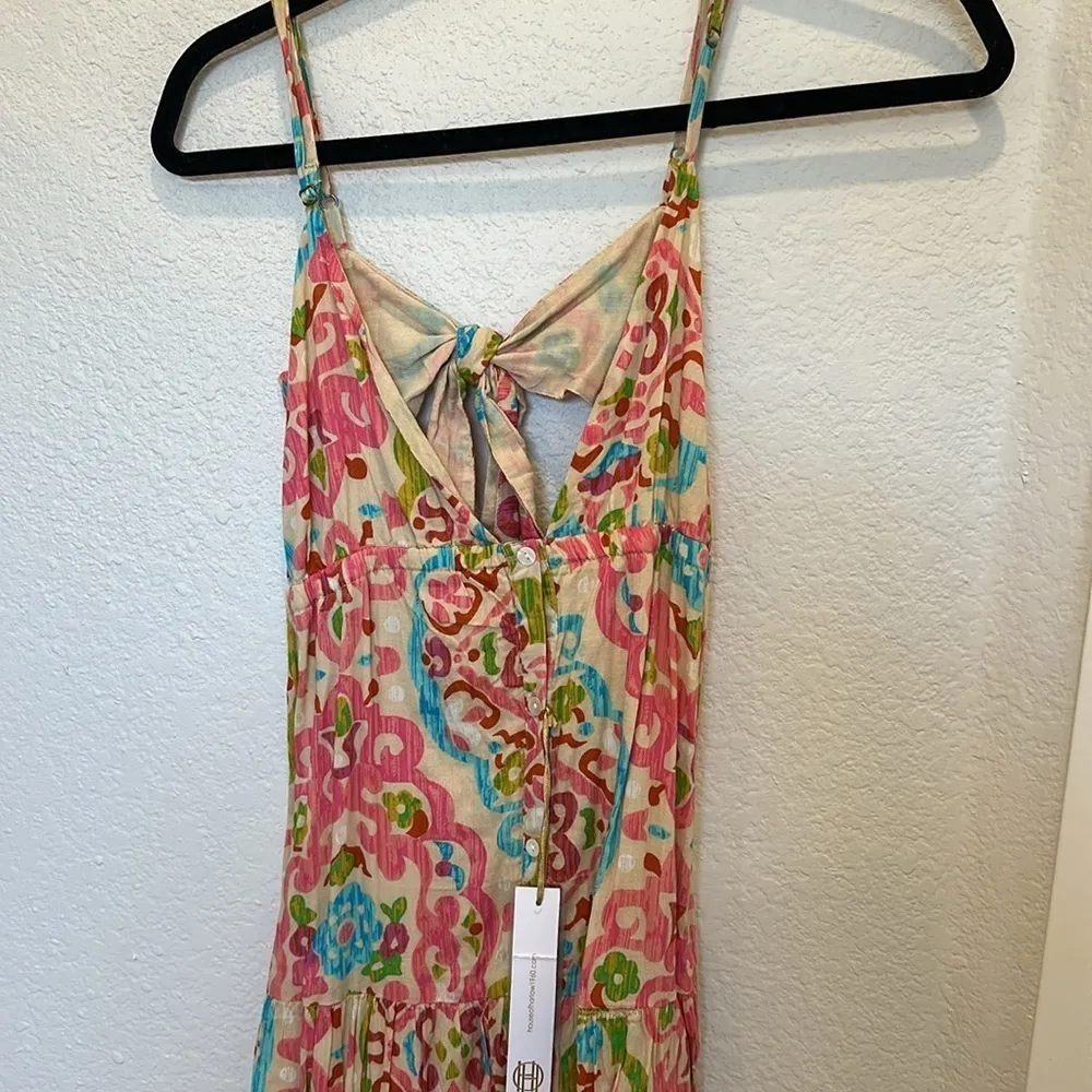 NEW House of Harlow 1960 Boho Maxi Dress with open back and tie NWT Pink Size XS - Image 8