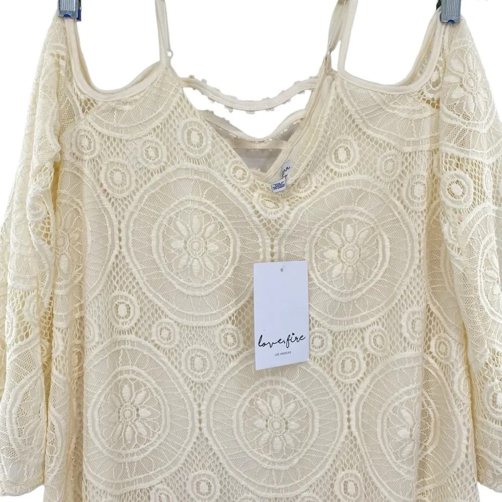 Love, Fire Women's Lace Cold Shoulder Ivory Dress New - Image 4