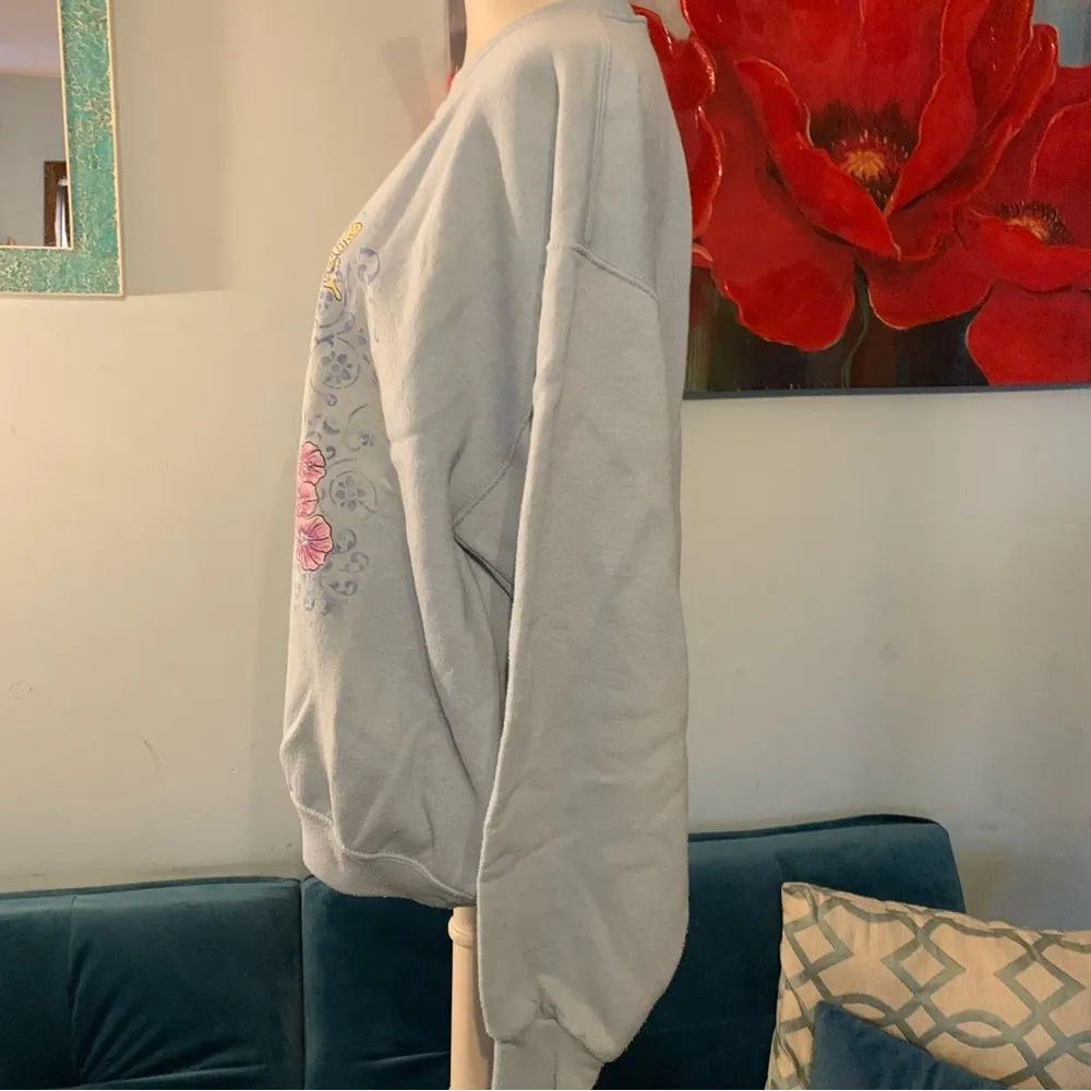 Vintage Jerzees Blue Sweatshirt Womens Butterflies Honduras Size L Large - Image 5