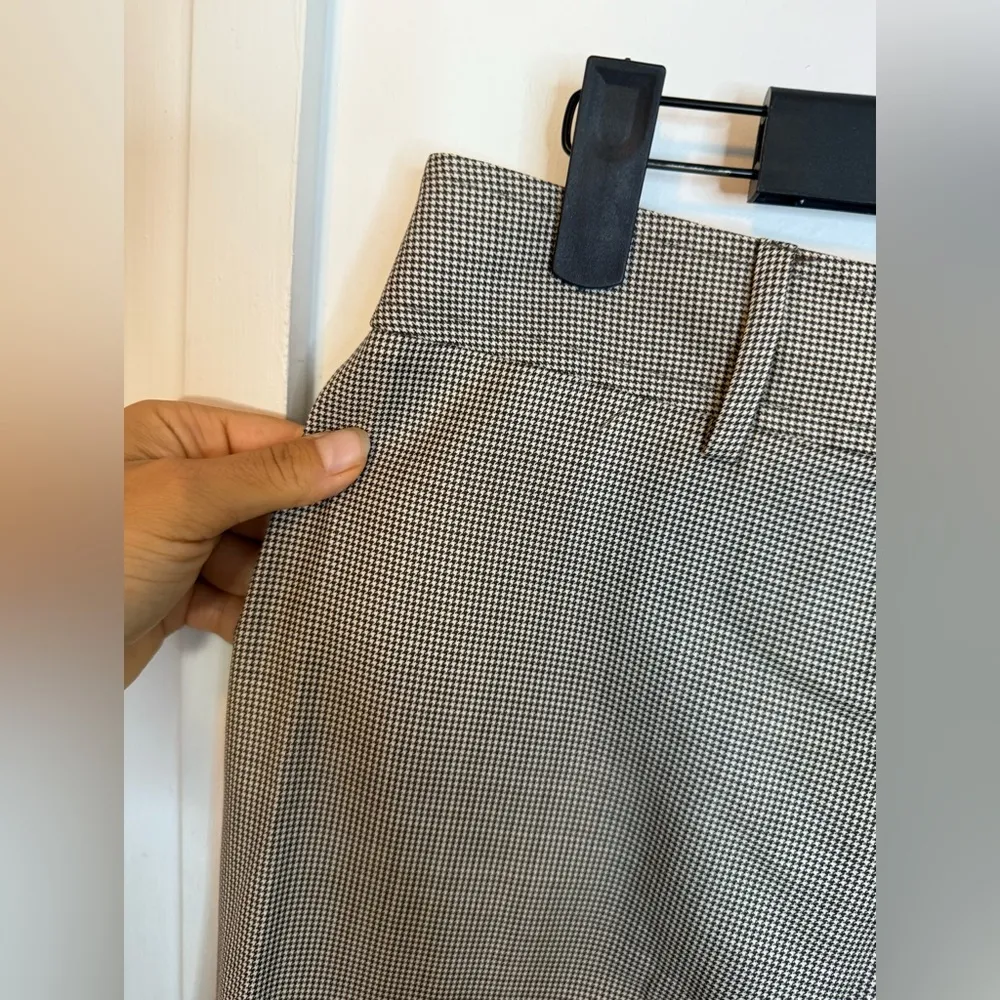 Giorgio Armani Brown Houndstooth Wool Wide Leg Pants - Image 7