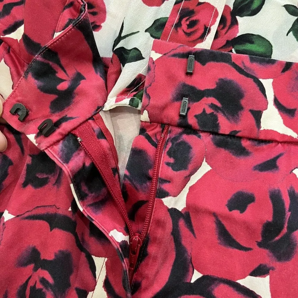 Moschino 30th Rose Silk Blend Jumpsuit Women's Long Sleeve Shorts Size 6 - Image 9