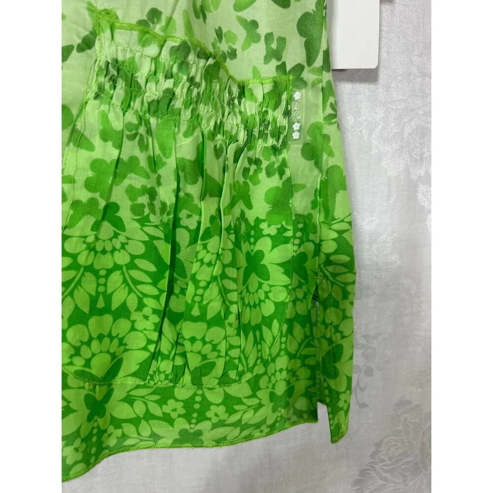 KOI Scrub Top XS Green Butterfly Print NEW Style 191PR - Image 2