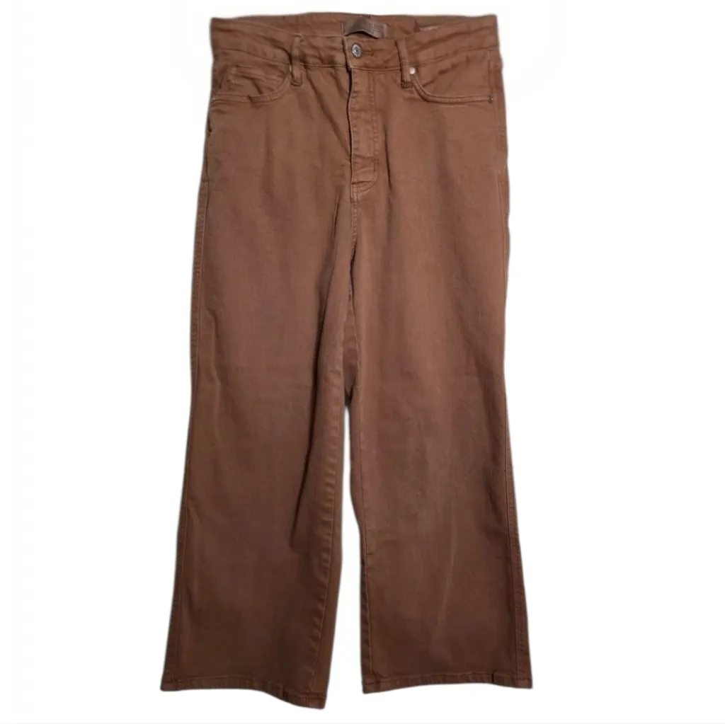 Judy Blue Jeans Wide Leg Crop High Rise Womens Pants Brown Denim Camel Size 9/29 - Image 3